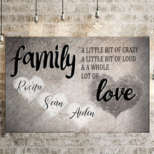 Load image into Gallery viewer, For Family a Love Personalized Custom Premium Canvas Poster