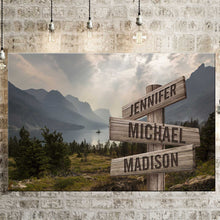 Load image into Gallery viewer, Mountain Range Color Multi-Names Premium Canvas Poster