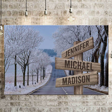 Load image into Gallery viewer, Road Snow Scene Color Multi-Names Premium Canvas
