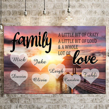 Load image into Gallery viewer, Personalized Family Color Coast Sunset Multi-Names Premium Canvas