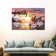 Load image into Gallery viewer, Personalized Family Color Coast Sunset Multi-Names Premium Canvas