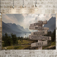 Load image into Gallery viewer, Mountain Range Color Multi-Names Premium Canvas Poster