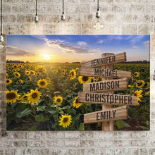 Load image into Gallery viewer, Sunflower Field Color Multi-Names Premium Canvas