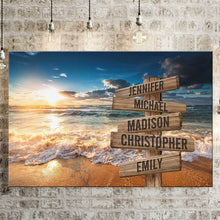 Load image into Gallery viewer, Ocean Sunset Color Multi-Names Premium Canvas Poster