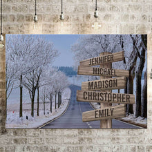 Load image into Gallery viewer, Road Snow Scene Color Multi-Names Premium Canvas