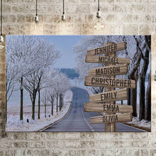 Load image into Gallery viewer, Road Snow Scene Color Multi-Names Premium Canvas Poster