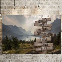 Load image into Gallery viewer, Mountain Range Color Multi-Names Premium Canvas