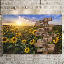 Load image into Gallery viewer, Sunflower Field Color Multi-Names Premium Canvas