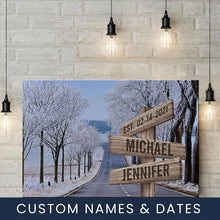 Load image into Gallery viewer, Road Snow Scene Color Multi-Names Premium Canvas Poster