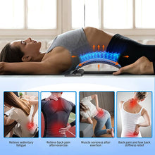 Load image into Gallery viewer, Back Stretcher for Pain Relief, Multi-Level Back Cracker Lower Back Pain Relief Device, Lumbar Support Spine Board with 3 Adjustable Settings for Bed, Chair & Car with Massager