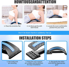 Load image into Gallery viewer, Back Stretcher for Pain Relief, Multi-Level Back Cracker Lower Back Pain Relief Device, Lumbar Support Spine Board with 3 Adjustable Settings for Bed, Chair & Car with Massager