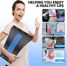 Load image into Gallery viewer, Back Stretcher for Pain Relief, Multi-Level Back Cracker Lower Back Pain Relief Device, Lumbar Support Spine Board with 3 Adjustable Settings for Bed, Chair & Car with Massager
