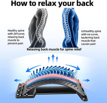 Load image into Gallery viewer, Back Stretcher for Pain Relief, Multi-Level Back Cracker Lower Back Pain Relief Device, Lumbar Support Spine Board with 3 Adjustable Settings for Bed, Chair & Car with Massager