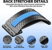 Load image into Gallery viewer, Back Stretcher for Pain Relief, Multi-Level Back Cracker Lower Back Pain Relief Device, Lumbar Support Spine Board with 3 Adjustable Settings for Bed, Chair & Car with Massager