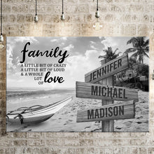 Load image into Gallery viewer, Beach Palm Trees A Little Whole Lot of Love Multi-Names Premium Canvas Poster