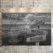 Load image into Gallery viewer, Sunset Beach "Being A Family Means You Will Love And Be Loved" Multi-Names Premium Canvas Poster