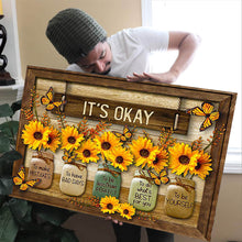 Load image into Gallery viewer, Sunflower Framed Canvas Painting, IT'S OKAY Wall Art Prints