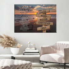 Load image into Gallery viewer, Sunset Beach Color "Being A Family Means You Will Love And Be Loved" Multi-Names Premium Canvas Poster