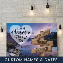 Load image into Gallery viewer, Mountain Lake Color All of Me Loves All of You Multi-Names Premium Canvas
