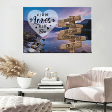 Load image into Gallery viewer, Mountain Lake Color All of Me Loves All of You Multi-Names Premium Canvas