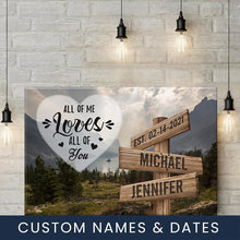 Load image into Gallery viewer, Mountain Range Color All of Me Loves All of You Multi-Names Premium Canvas