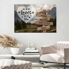 Load image into Gallery viewer, Mountain Range Color All of Me Loves All of You Multi-Names Premium Canvas