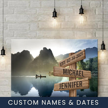 Load image into Gallery viewer, Mountain River Color Multi-Names Premium Canvas Poster