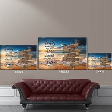 Load image into Gallery viewer, Ocean Sunset Color "Being A Family Means You Will Love And Be Loved" Multi-Names Premium Canvas