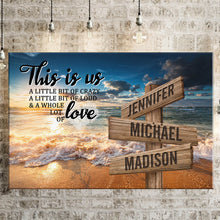 Load image into Gallery viewer, Ocean Sunset Color Personalized "THIS IS US" Multi-Names Premium Canvas Poster
