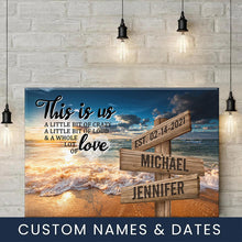 Load image into Gallery viewer, Ocean Sunset Color Personalized "THIS IS US" Multi-Names Premium Canvas Poster