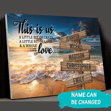 Load image into Gallery viewer, Ocean Sunset Color Personalized "THIS IS US" Multi-Names Premium Canvas Poster