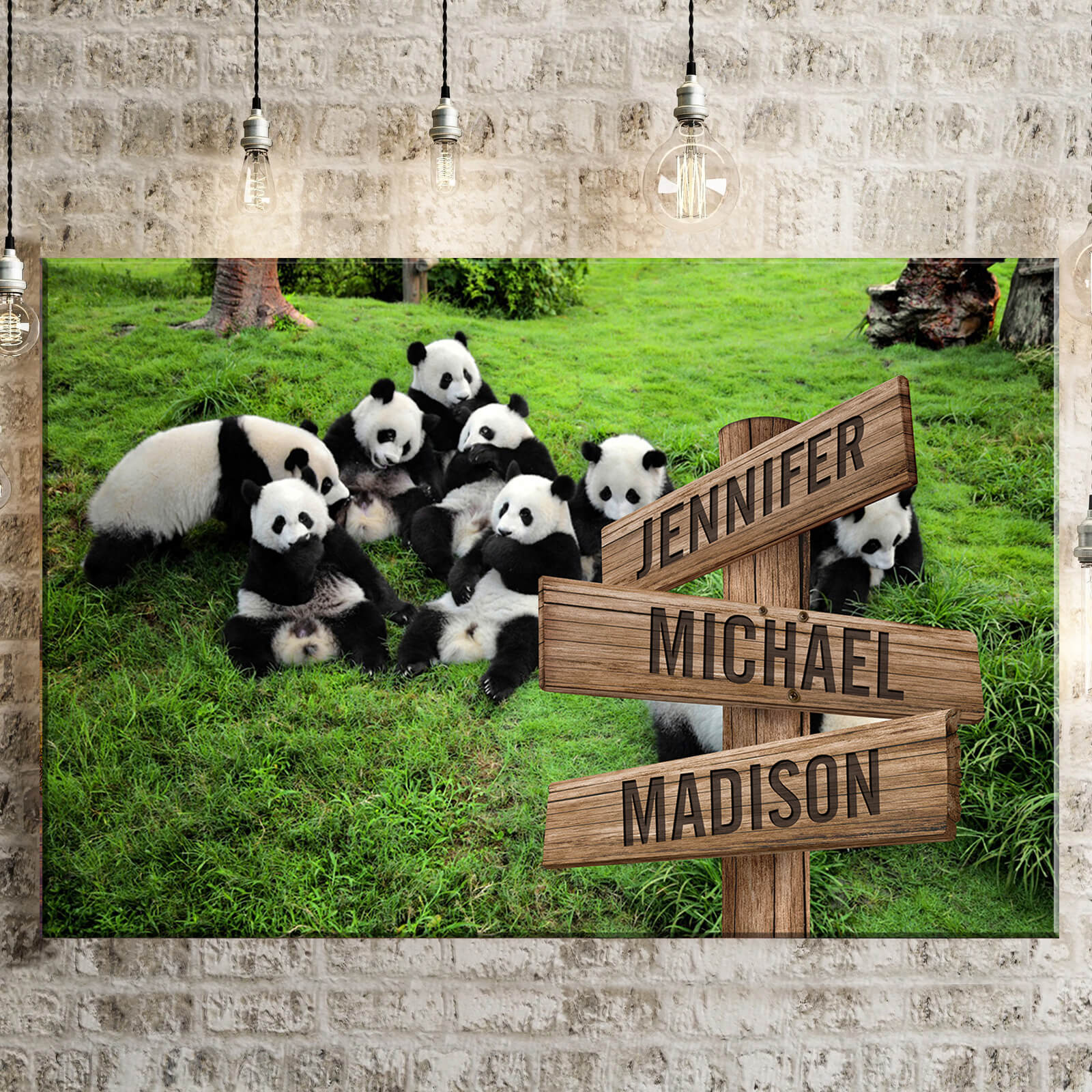 Prairie Panda Color Multi-Names Premium Canvas Poster – GoFamilygift