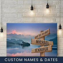 Load image into Gallery viewer, Riverside Sunset Color Multi-Names Premium Canvas