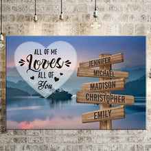 Load image into Gallery viewer, Riverside Sunset Color All of Me Loves All of You Multi-Names Premium Canvas Poster