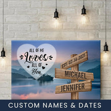 Load image into Gallery viewer, Riverside Sunset Color All of Me Loves All of You Multi-Names Premium Canvas Poster