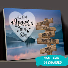 Load image into Gallery viewer, Riverside Sunset Color All of Me Loves All of You Multi-Names Premium Canvas Poster