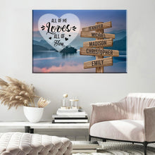 Load image into Gallery viewer, Riverside Sunset Color All of Me Loves All of You Multi-Names Premium Canvas Poster