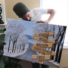 Load image into Gallery viewer, Road Snow Scene Color Multi-Names Premium Canvas