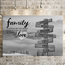 Load image into Gallery viewer, Mountains and clouds A Little Whole Lot of Love Multi-Names Premium Canvas