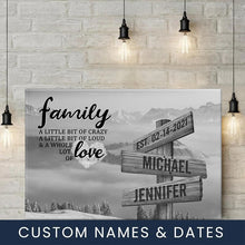 Load image into Gallery viewer, Mountains and clouds A Little Whole Lot of Love Multi-Names Premium Canvas