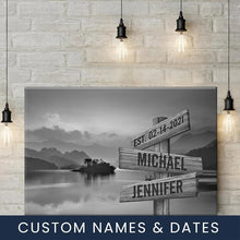 Load image into Gallery viewer, Riverside Sunset Multi-Names Premium Canvas