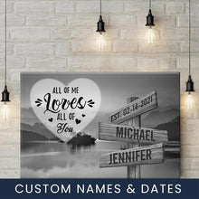 Load image into Gallery viewer, Riverside Sunset All of Me Loves All of You Multi-Names Premium Canvas Poster