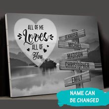 Load image into Gallery viewer, Riverside Sunset All of Me Loves All of You Multi-Names Premium Canvas Poster
