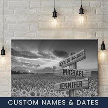 Load image into Gallery viewer, Sunflower Sunset Multi-Names Premium Canvas
