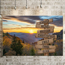 Load image into Gallery viewer, Sunrise on Mountain Color Multi-Names Premium Canvas Poster