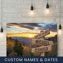 Load image into Gallery viewer, Sunrise on Mountain Color Multi-Names Premium Canvas