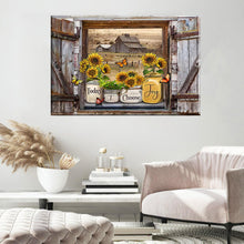 Load image into Gallery viewer, Window Sill Sunflower Framed Canvas Painting, Wall Art Prints