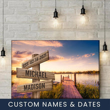 Load image into Gallery viewer, Lake Sunset Color Multi-Names Premium Canvas