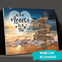 Load image into Gallery viewer, Ocean Sunset Color All of Me Loves All of You Multi-Names Premium Canvas Poster