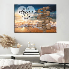 Load image into Gallery viewer, Ocean Sunset Color All of Me Loves All of You Multi-Names Premium Canvas
